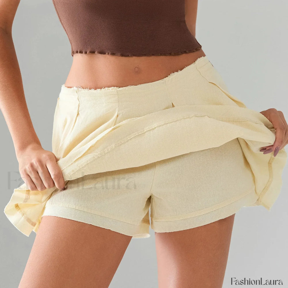 Asymmetrical Lined Shorts Skirt