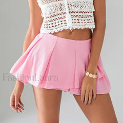 Asymmetrical Lined Shorts Skirt