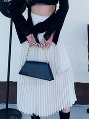 Asymmetrical Pleated Graceful Layered Midi Skirt Skirts