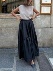 Asymmetrical Pleated Maxi Skirt Skirts