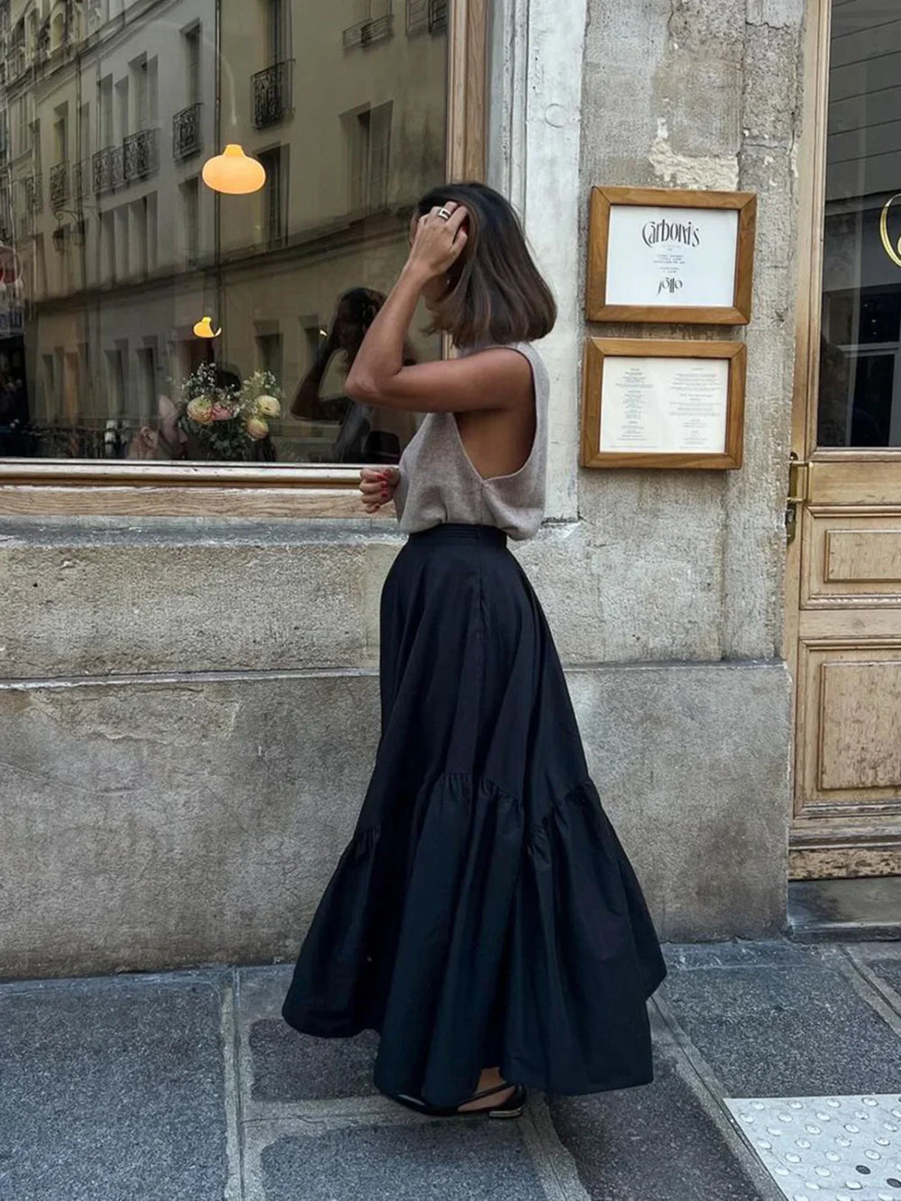 Asymmetrical Pleated Maxi Skirt Skirts