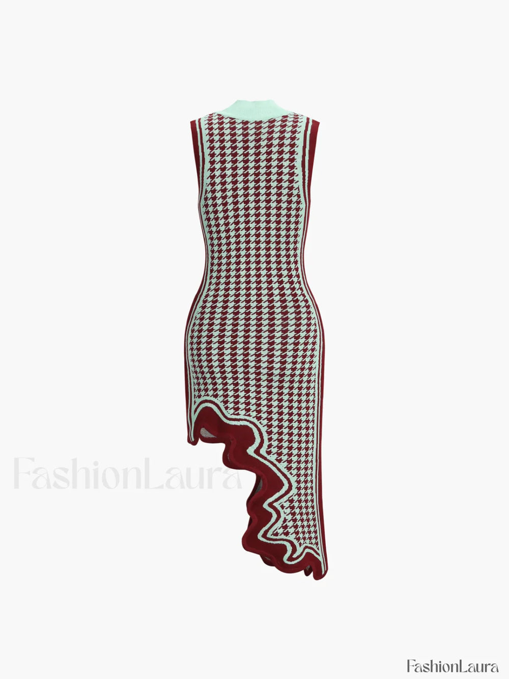 Asymmetrical Wavy Hemline Trendy Sweater Midi Dress Sweaters L