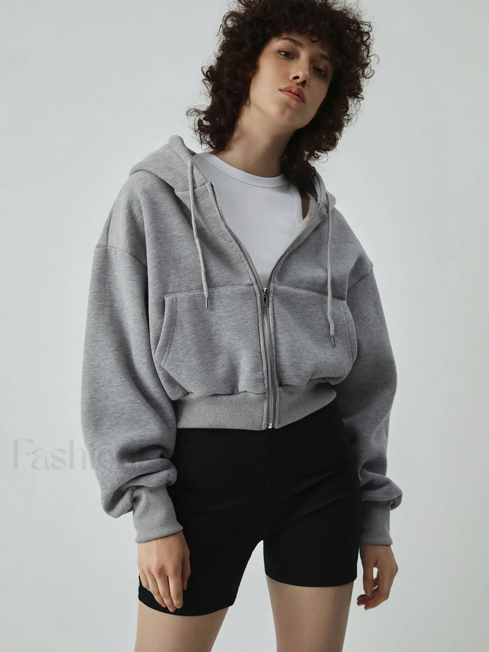Athleisure Charming Crop Hoodie Grey / S Sweatshirts & Hoodies L
