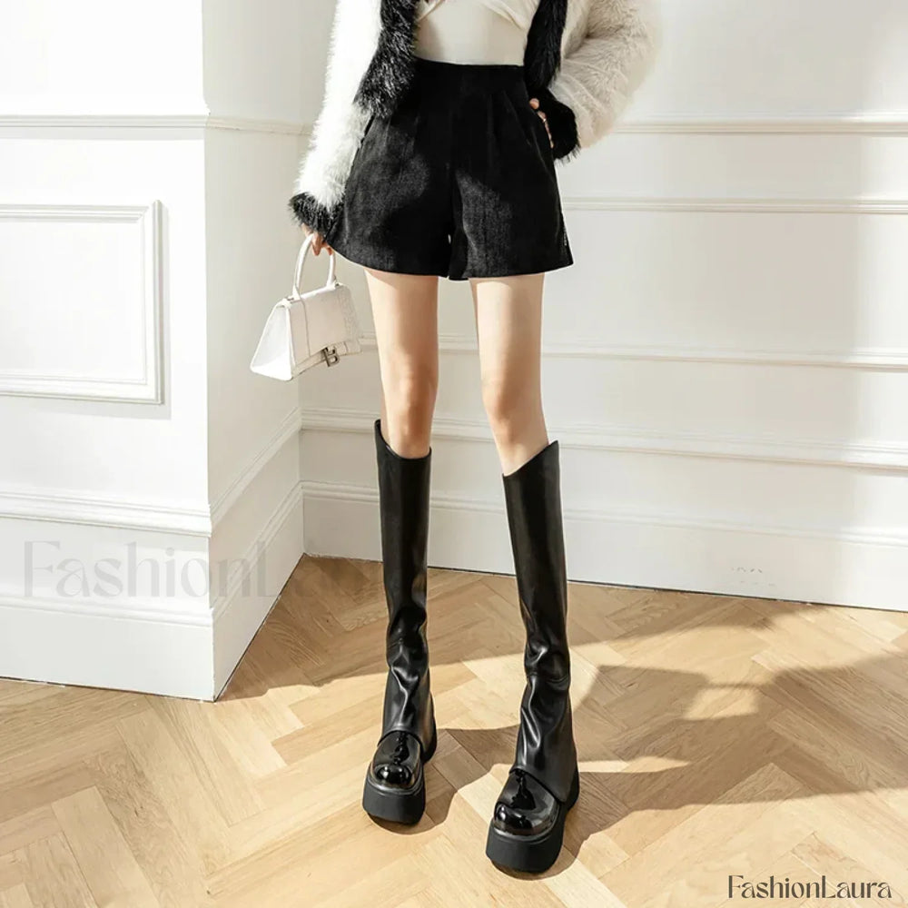 Autumn Winter A line Wool Blend Casual Shorts