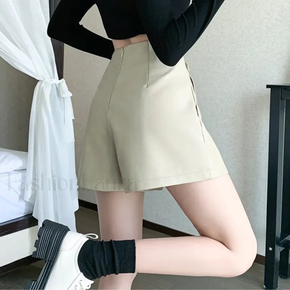 Autumn Winter High Waist Wide leg Casual Boots Shorts