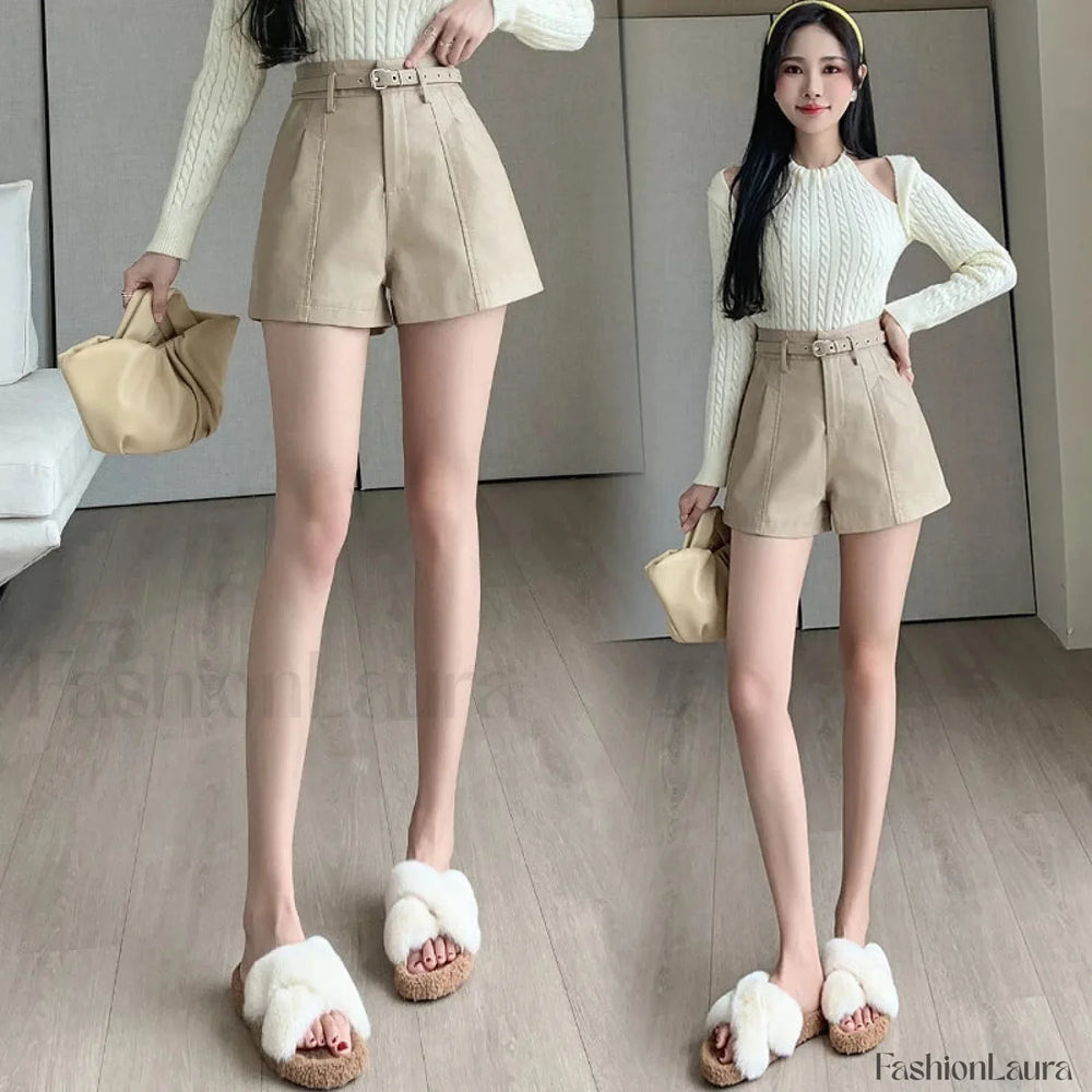 Autumn Winter Leather Fashion PU Casual Boots Shorts