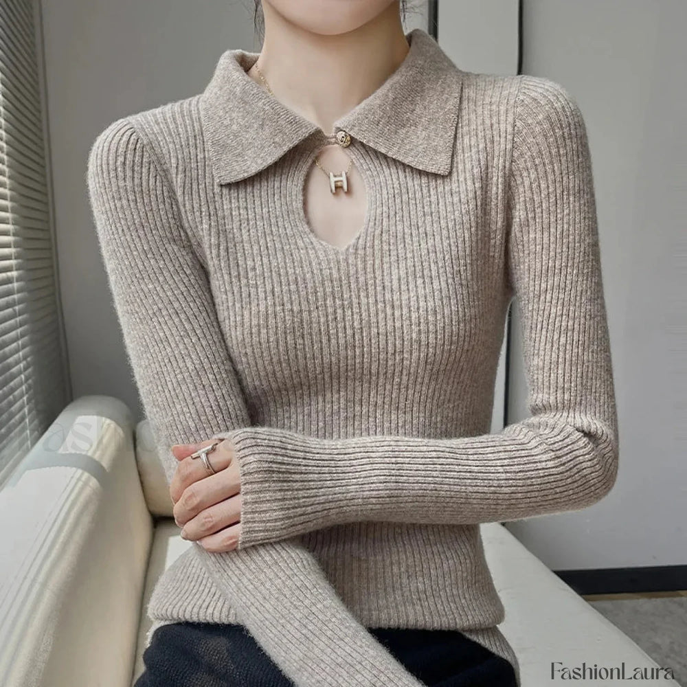 Autumn Winter New Women’s Wool Polo Neck Solid Color Thick Slim Cashmere Sweater Sweaters L