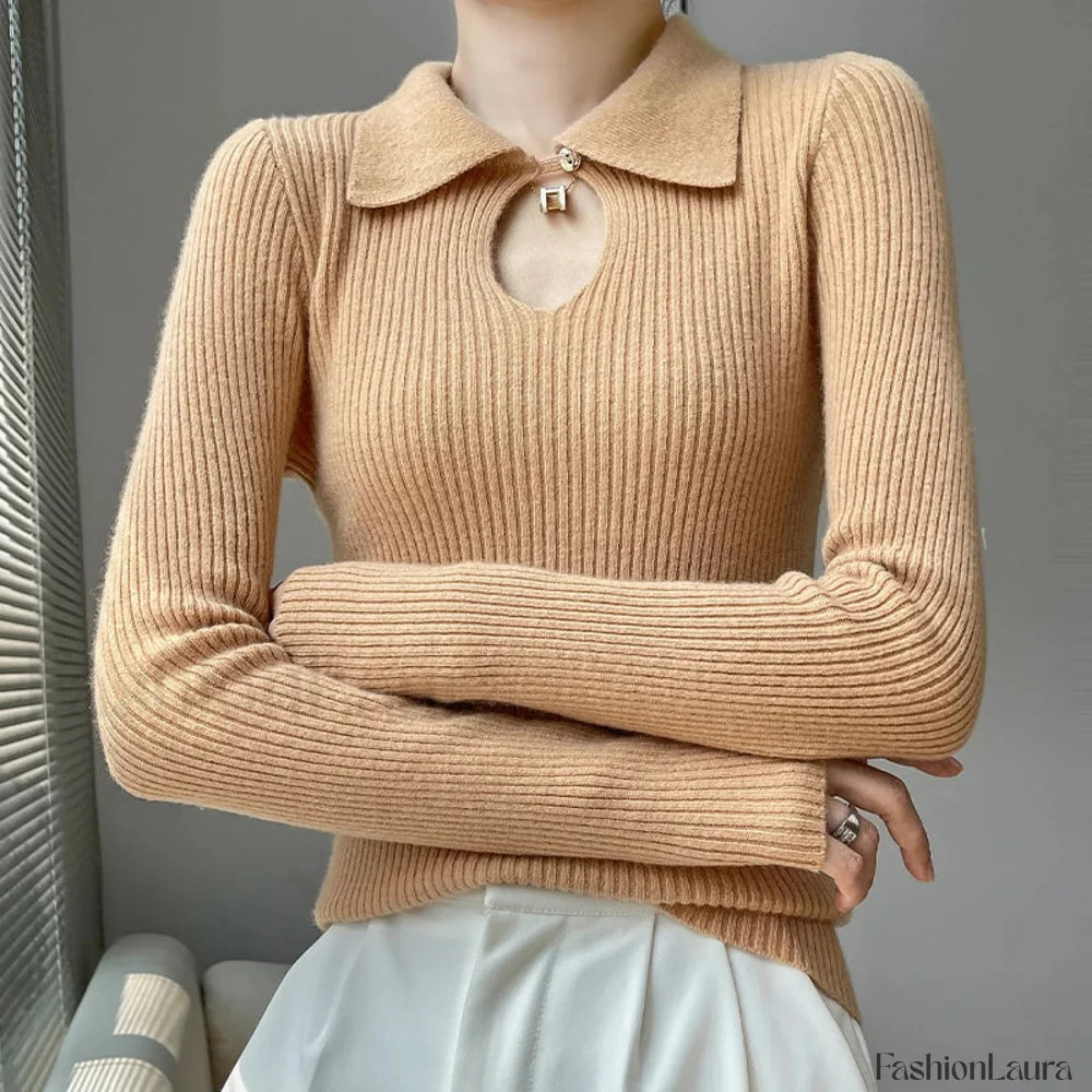 Autumn Winter New Women’s Wool Polo Neck Solid Color Thick Slim Cashmere Sweater Sweaters L