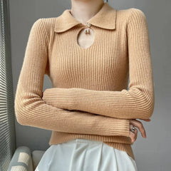 Autumn Winter New Women’s Wool Polo Neck Solid Color Thick Slim Cashmere Sweater Sweaters L