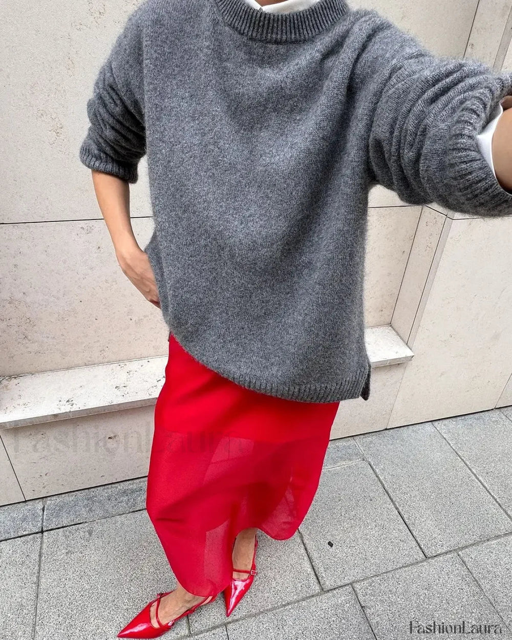 Autumn Women Solid Knitted Fashion Versatile O neck Long Sleeve Basic Casual Sweater Grey / S Sweaters L