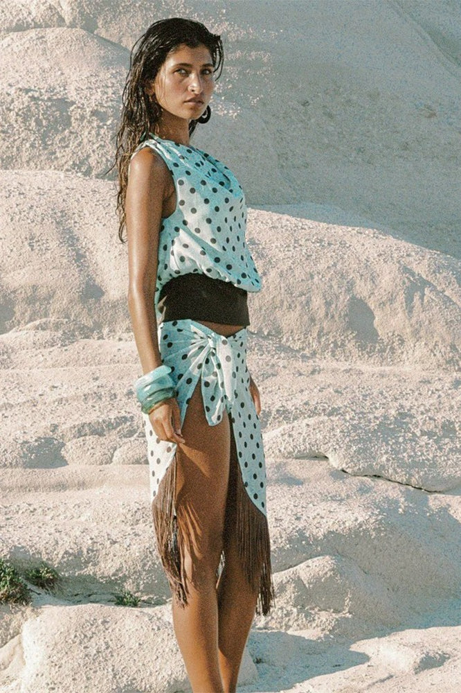 Polka Dot One Shoulder Two Pieces Set