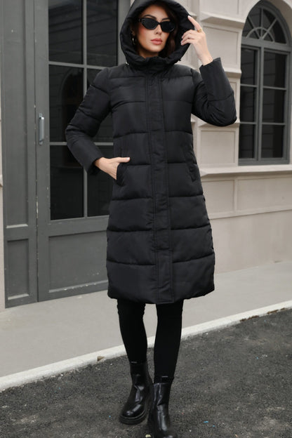 Plus Size Hooded Longline Puffer Coat coats