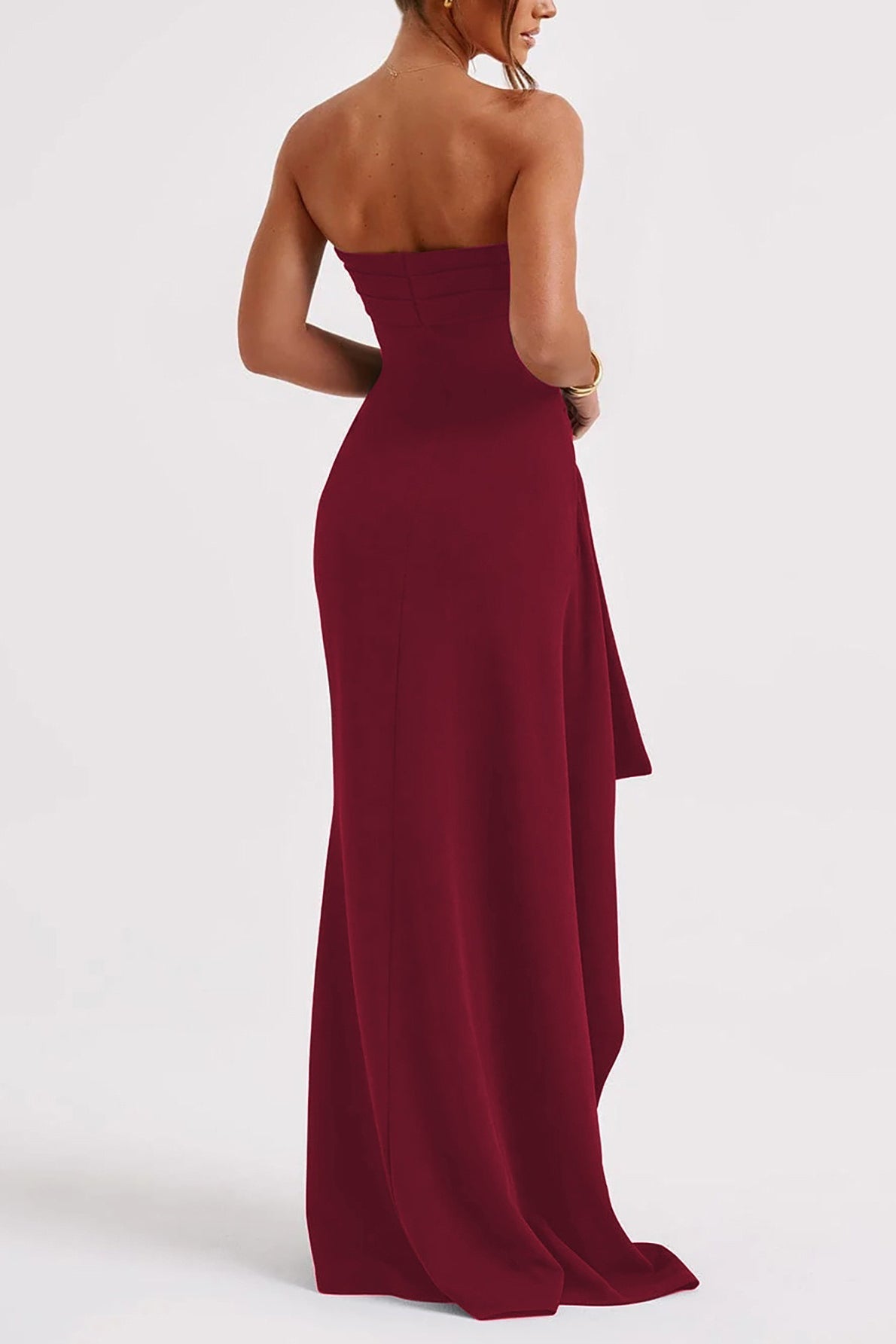 Strapless High Slit Maxi Party Dress