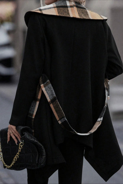 Plaid Patchwork Belted Wool Coat coats