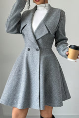 Waisted Dress Style Wool Blend Overcoat