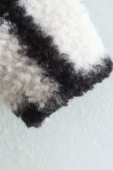 Black White Plaid Plush Lapel Overcoat