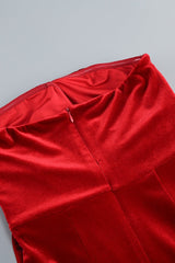 Velvet Strapless Split Party Dress