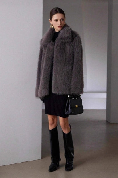 Solid Faux Fur Winter Coat coats