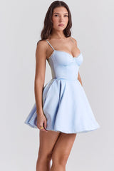 Spaghetti Strap Puff Mini Party Dress