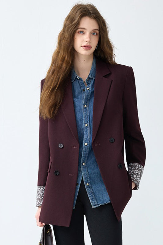 Elegant Mid-Length Office Blazer S / Red