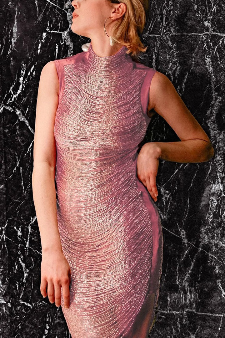 Pink Fringe Bandage Party Dress