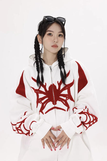 Street Style Spider Print Hoodie