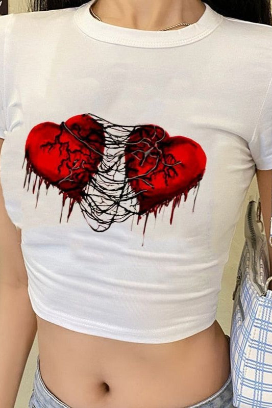 Dark Heart Graphic Crop T-Shirt