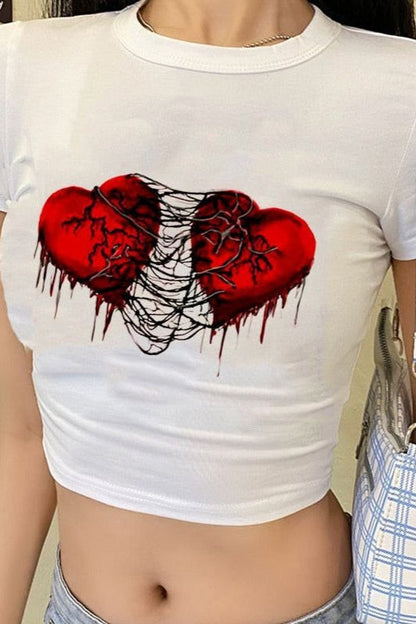 Dark Heart Graphic Crop T-Shirt