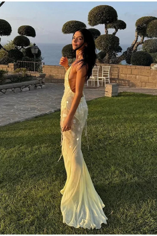 Sexy Sequins Backless Maxi Dress