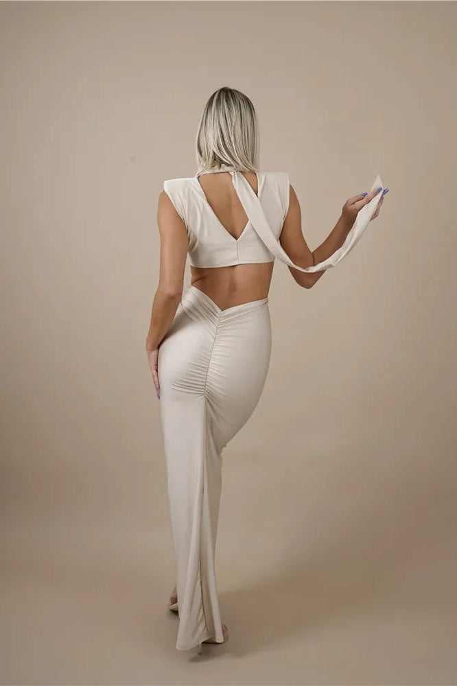 Hollow Out Turtleneck Sleeveless Bodycon Maxi Dress