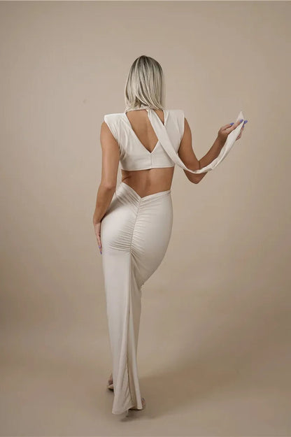 Hollow Out Turtleneck Sleeveless Bodycon Maxi Dress