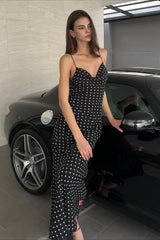 Polka Dot Cami Backless Tie Maxi Dress