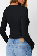 Button-Detail Bodycon Knit Top