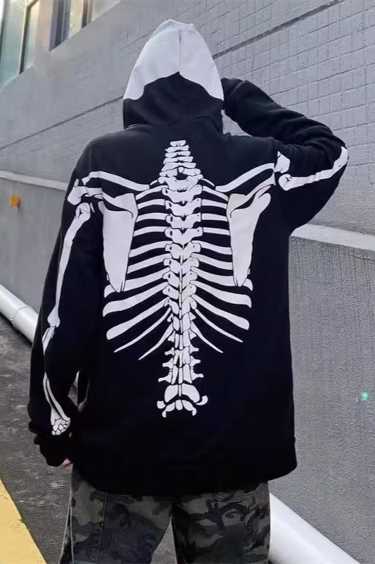 Gothic Skeleton Zipper Hoodie