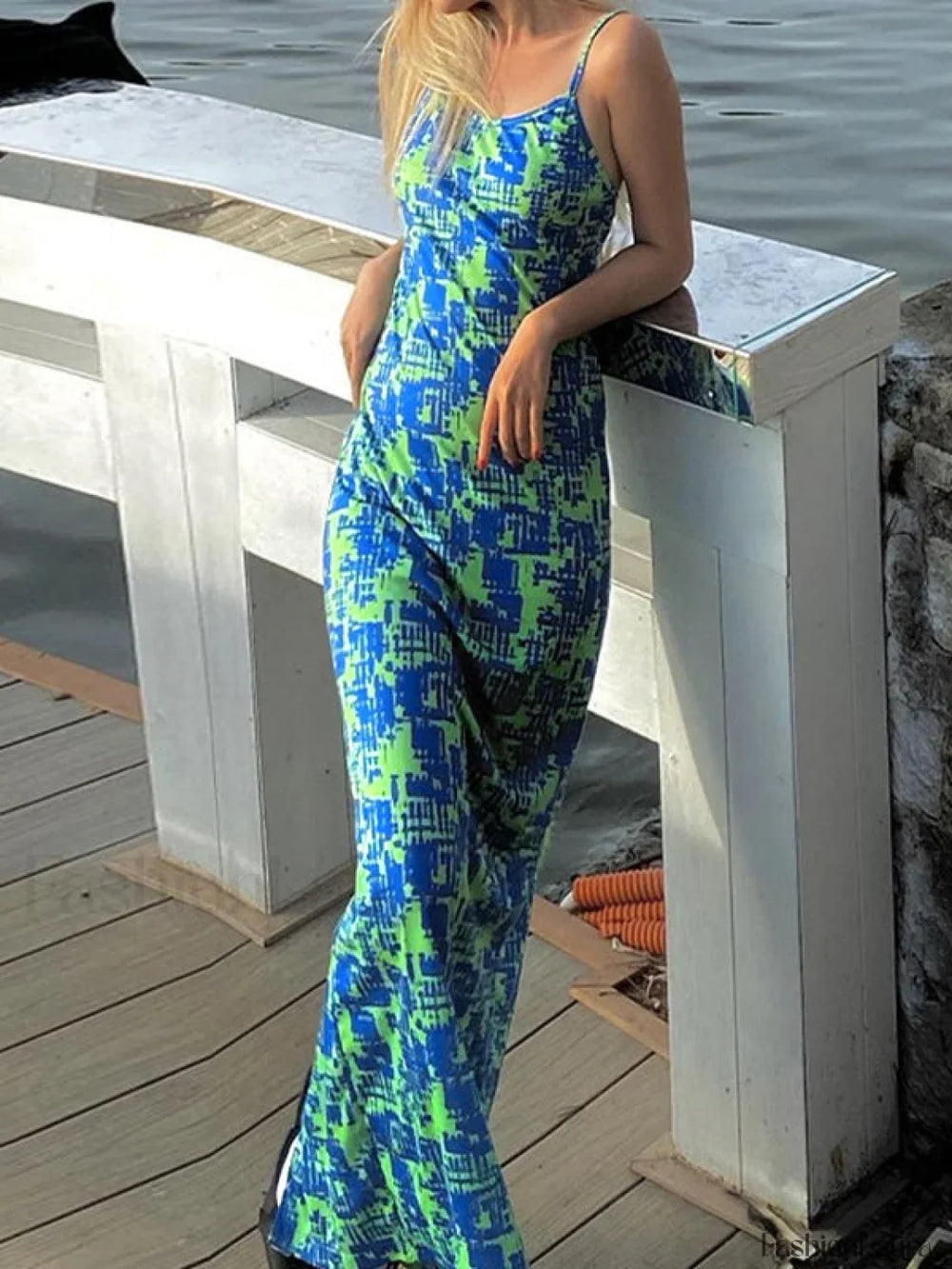 Back Slit Bodycon Maxi Dress Blue / S Maxi Dresses