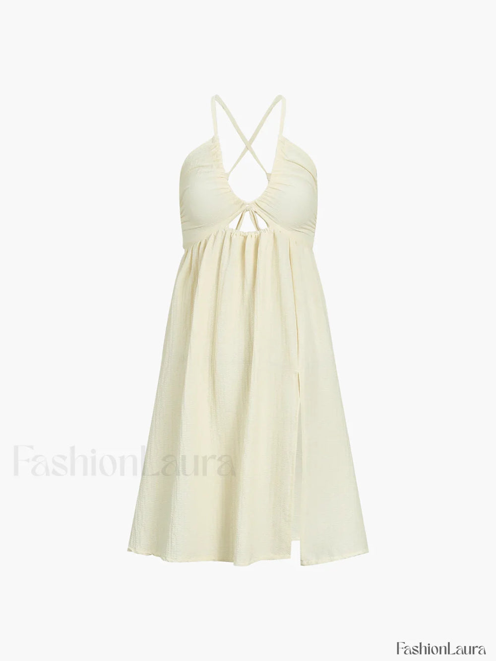 Backless Criss Cross Split Midi Dress Dresses