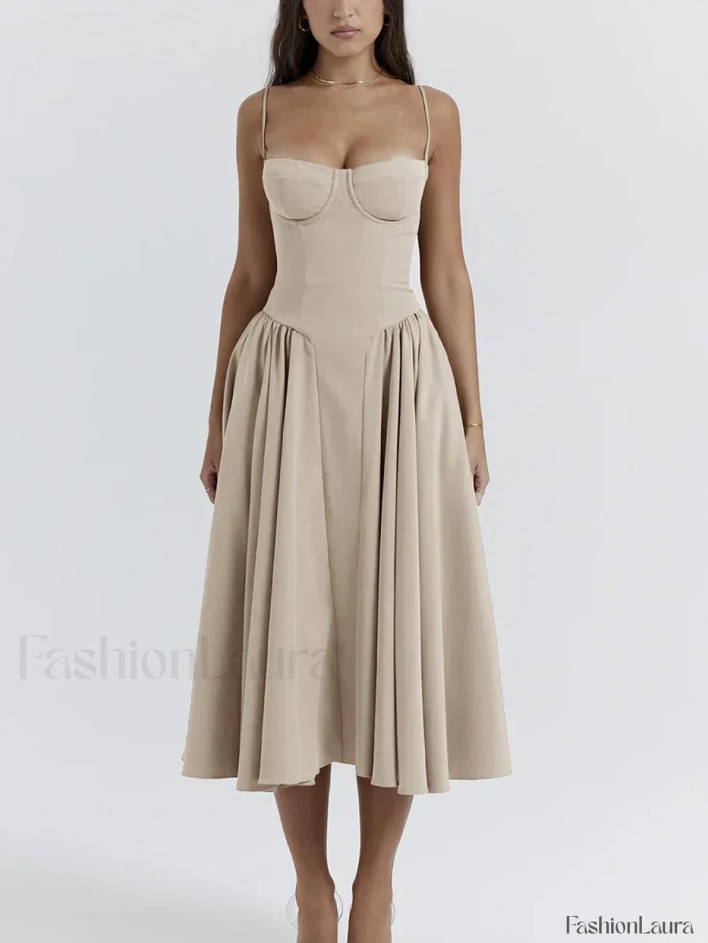 Backless Dropped Waist Midi Dress