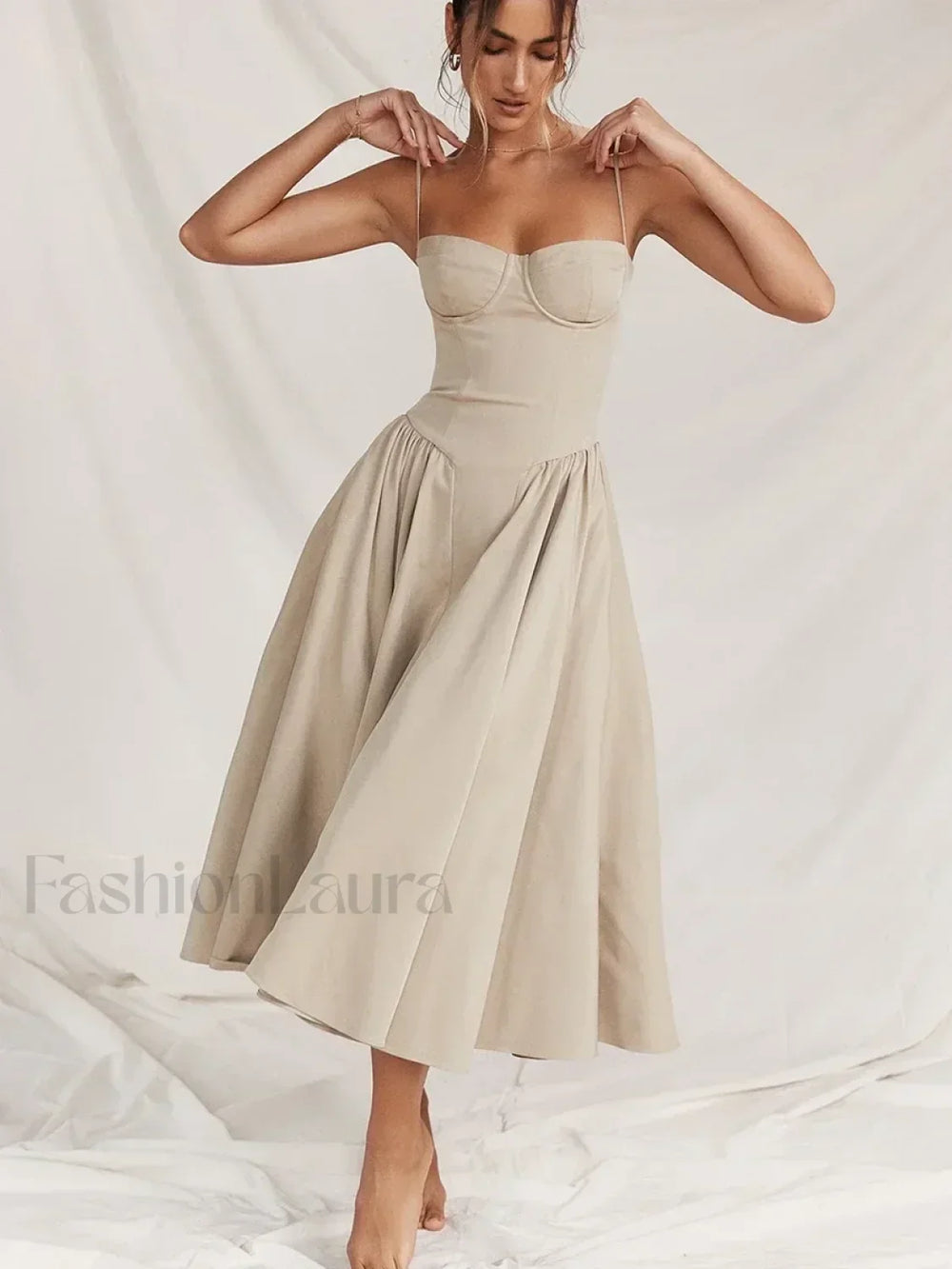 Backless Dropped Waist Midi Dress red / S