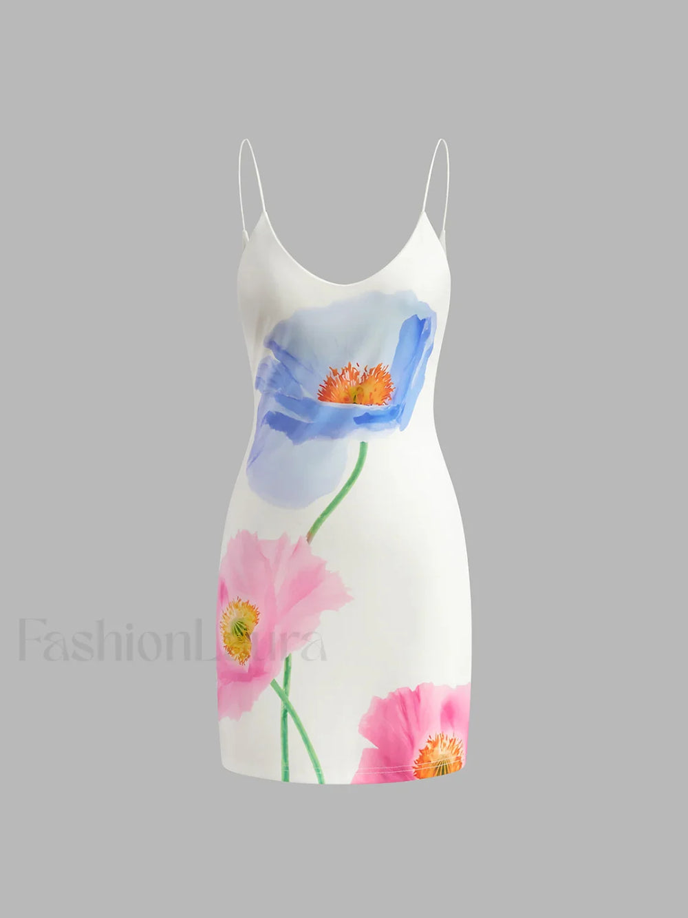 Backless Floral Short Dress White / XS Floral Dresses