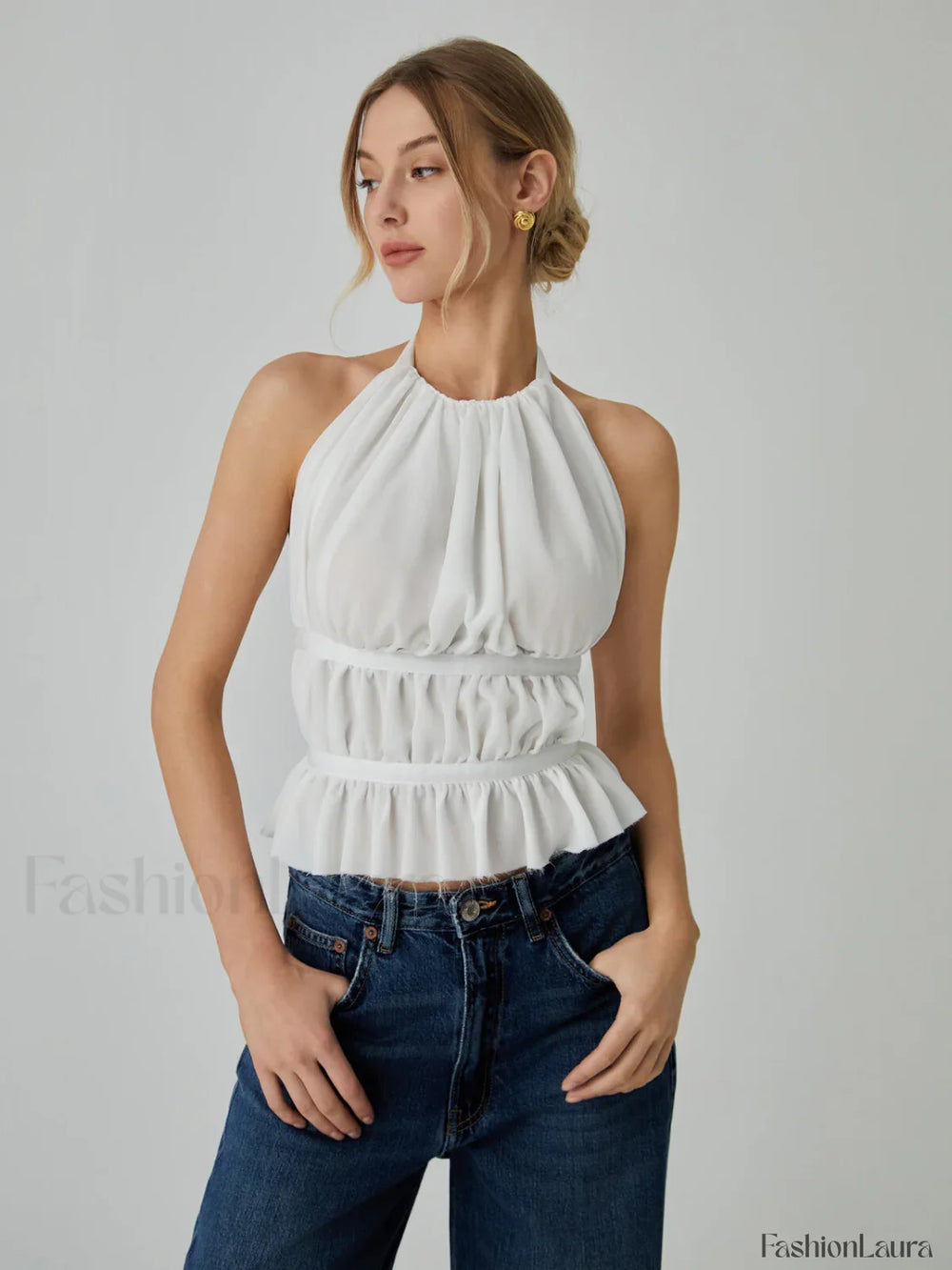 Backless Halter Graceful Tank Top Tank Tops & Camis