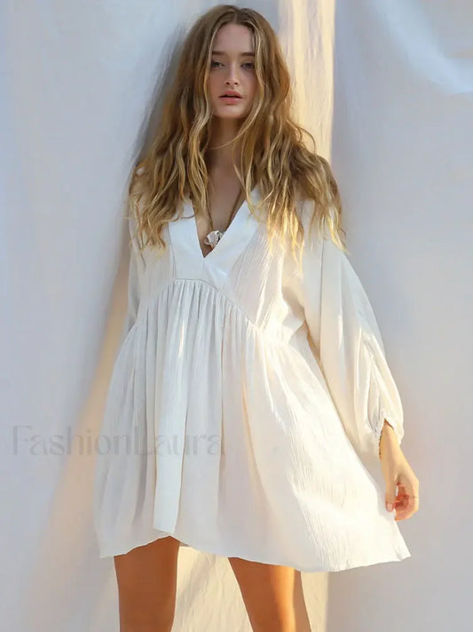 Backless High Waist White Cover Up WHITE / One Size