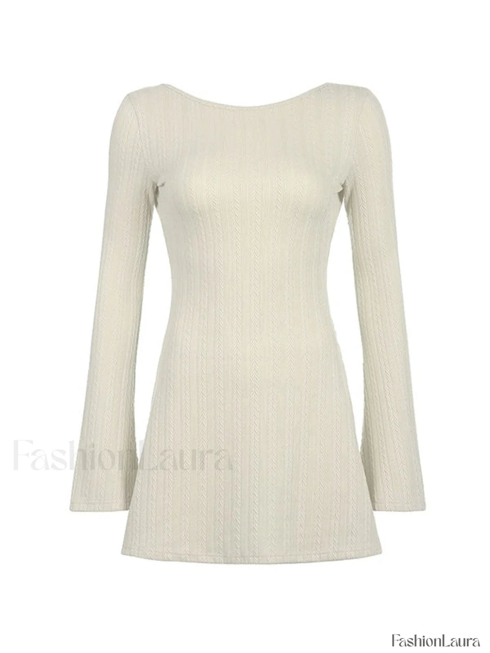 Backless Knitted Long Sleeve Mini Dress Mini Dresses