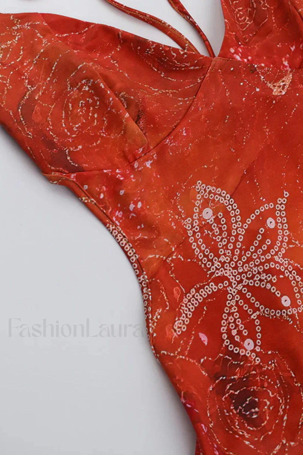 Backless Neck Print Diamond Hip Skirt Spice Girl Floral Dress