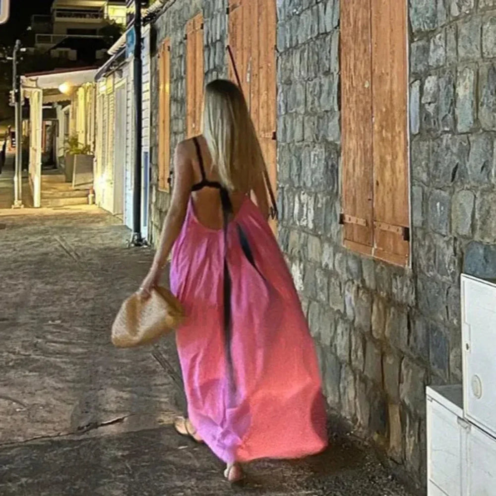 Backless Panelled Slip Maxi Dress