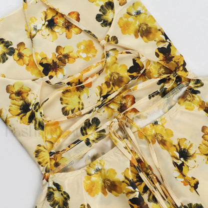 Backless Strappy Slim Fit Mini Floral Dress