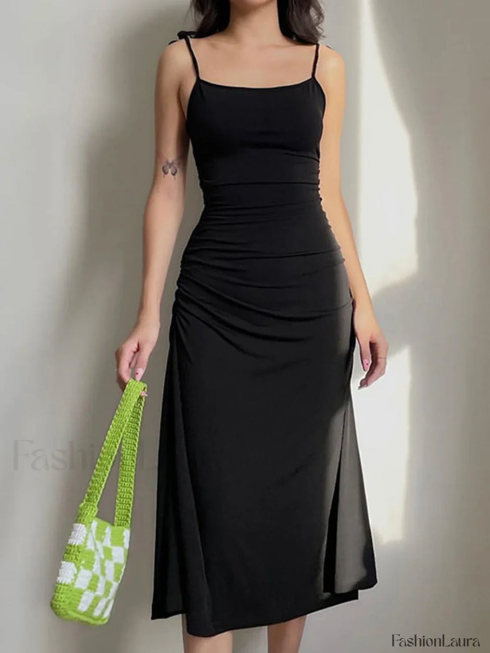 Backless Tie Strap Maxi Dress Black / S Maxi Dresses