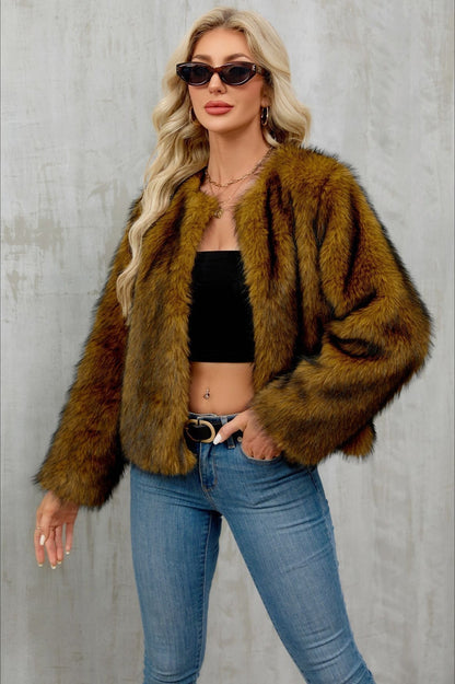 Plush Short Fur Open Cardigan Coat coats