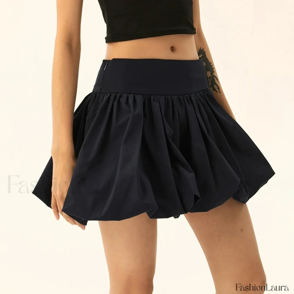 Balloon High Waist A Line Skirt BLACK / S