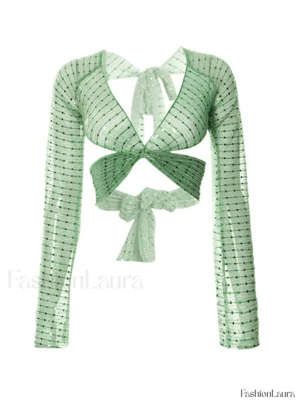 Bandage Design Sequin Long Sleeve Shrug Tops&Tees