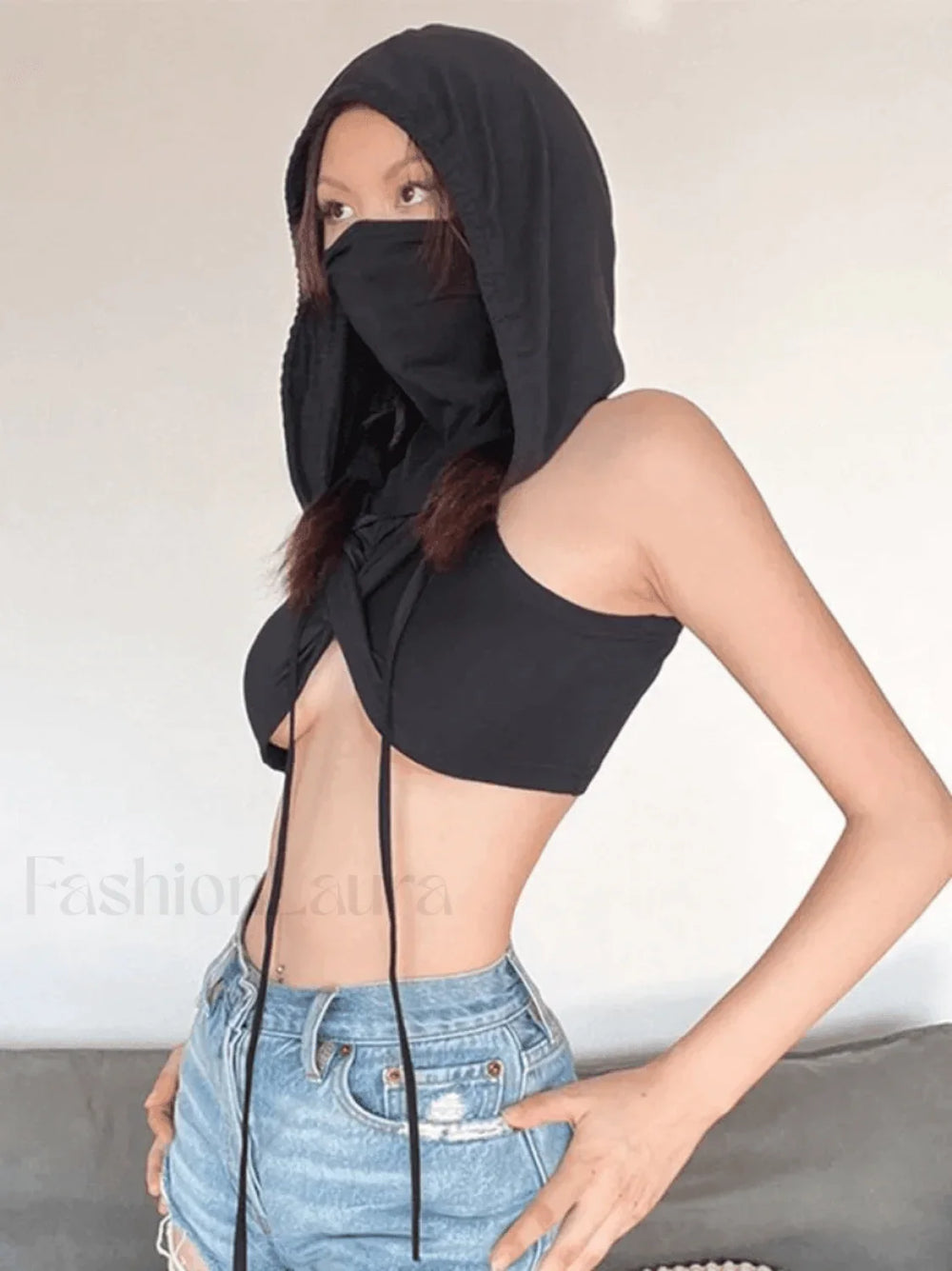 Bandana Design Hooded Cropped Tank Top Tops&Tees
